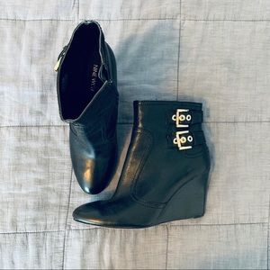 Nine West Black Ankle Wedge Booties